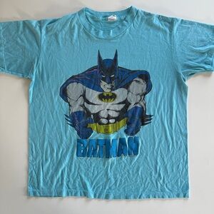 Vintage 1989 Batman DC Comics T-Shirt Single Stitch USA 80s Blue - Size Large